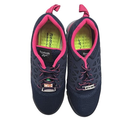 Reebok Women's Sublite Alloy Toe Athletic Work Shoes IB046 Navy/Pink 6.5W - Picture 6 of 7